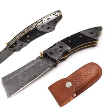 Wild Turkey Handmade Damascus Razor Style Folder Knife